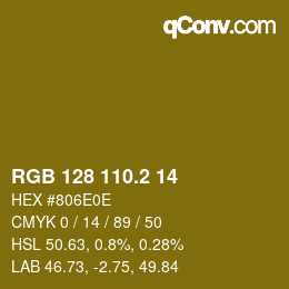 カラーコード: RGB 128 110.2 14 | qconv.com
