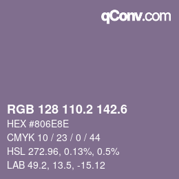 カラーコード: RGB 128 110.2 142.6 | qconv.com