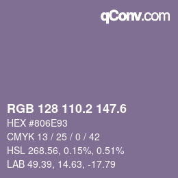 カラーコード: RGB 128 110.2 147.6 | qconv.com