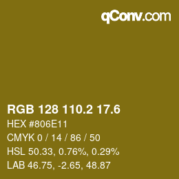 カラーコード: RGB 128 110.2 17.6 | qconv.com