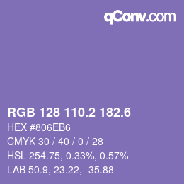 カラーコード: RGB 128 110.2 182.6 | qconv.com