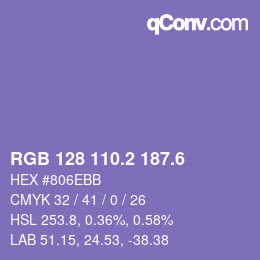 カラーコード: RGB 128 110.2 187.6 | qconv.com