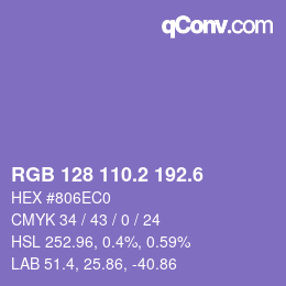 カラーコード: RGB 128 110.2 192.6 | qconv.com