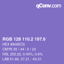 カラーコード: RGB 128 110.2 197.6 | qconv.com