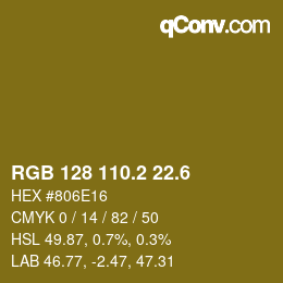 カラーコード: RGB 128 110.2 22.6 | qconv.com
