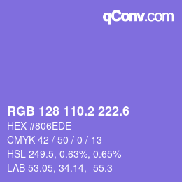 カラーコード: RGB 128 110.2 222.6 | qconv.com