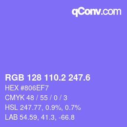カラーコード: RGB 128 110.2 247.6 | qconv.com