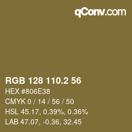 カラーコード: RGB 128 110.2 56 | qconv.com