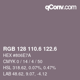 カラーコード: RGB 128 110.6 122.6 | qconv.com
