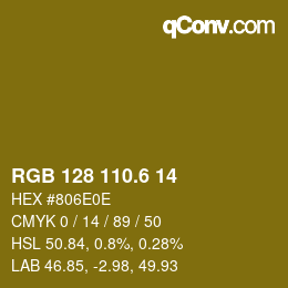 カラーコード: RGB 128 110.6 14 | qconv.com