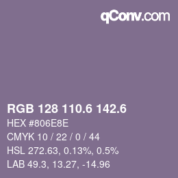 カラーコード: RGB 128 110.6 142.6 | qconv.com
