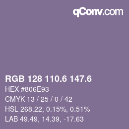 カラーコード: RGB 128 110.6 147.6 | qconv.com