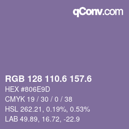 カラーコード: RGB 128 110.6 157.6 | qconv.com