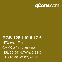 カラーコード: RGB 128 110.6 17.6 | qconv.com