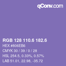 カラーコード: RGB 128 110.6 182.6 | qconv.com