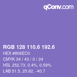 カラーコード: RGB 128 110.6 192.6 | qconv.com