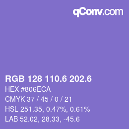 カラーコード: RGB 128 110.6 202.6 | qconv.com