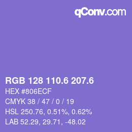 カラーコード: RGB 128 110.6 207.6 | qconv.com