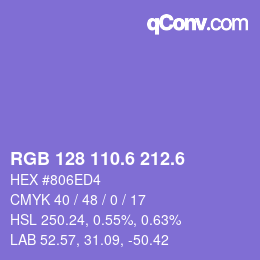 カラーコード: RGB 128 110.6 212.6 | qconv.com