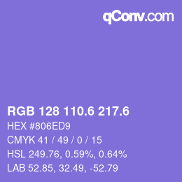 カラーコード: RGB 128 110.6 217.6 | qconv.com