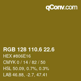 カラーコード: RGB 128 110.6 22.6 | qconv.com