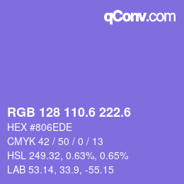 カラーコード: RGB 128 110.6 222.6 | qconv.com