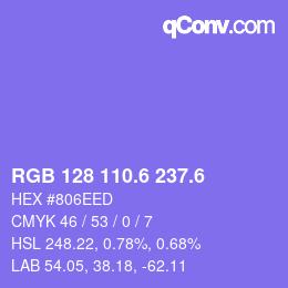 カラーコード: RGB 128 110.6 237.6 | qconv.com