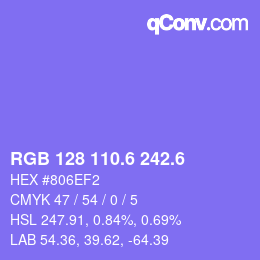 カラーコード: RGB 128 110.6 242.6 | qconv.com