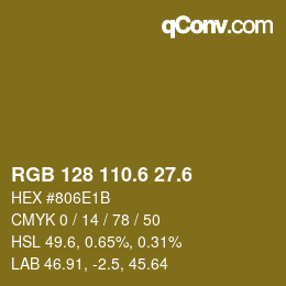 カラーコード: RGB 128 110.6 27.6 | qconv.com