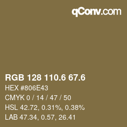 カラーコード: RGB 128 110.6 67.6 | qconv.com