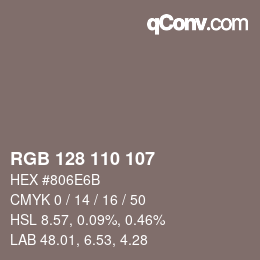 Farbcode: RGB 128 110 107 | qconv.com