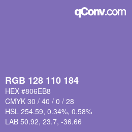 Color code: RGB 128 110 184 | qconv.com