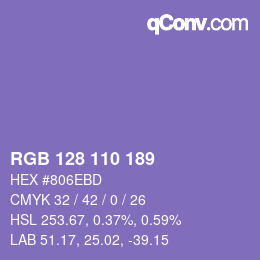 カラーコード: RGB 128 110 189 | qconv.com