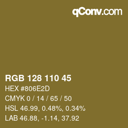 カラーコード: RGB 128 110 45 | qconv.com