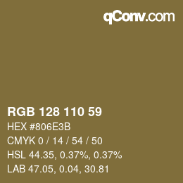Color code: RGB 128 110 59 | qconv.com