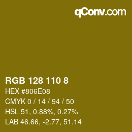 Color code: RGB 128 110 8 | qconv.com