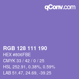 Farbcode: RGB 128 111 190 | qconv.com