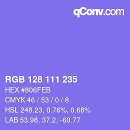 カラーコード: RGB 128 111 235 | qconv.com