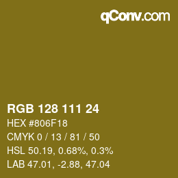カラーコード: RGB 128 111 24 | qconv.com