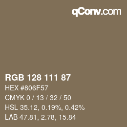 カラーコード: RGB 128 111 87 | qconv.com