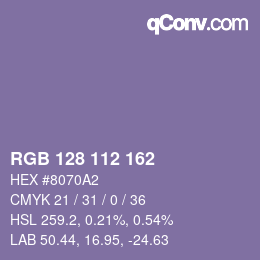 Color code: RGB 128 112 162 | qconv.com