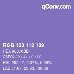 Farbcode: RGB 128 112 189 | qconv.com