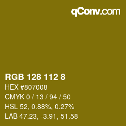 Color code: RGB 128 112 8 | qconv.com