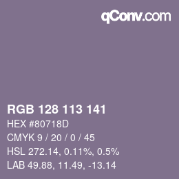 カラーコード: RGB 128 113 141 | qconv.com
