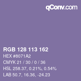 Color code: RGB 128 113 162 | qconv.com