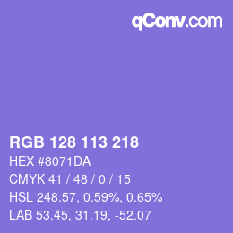 Color code: RGB 128 113 218 | qconv.com