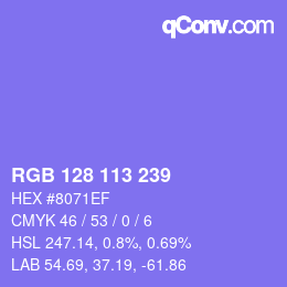 カラーコード: RGB 128 113 239 | qconv.com