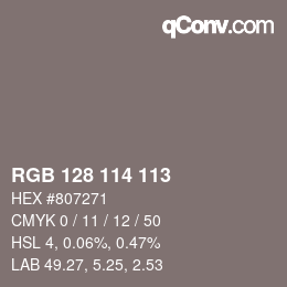 颜色代码: RGB 128 114 113 | qconv.com