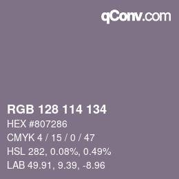 Color code: RGB 128 114 134 | qconv.com