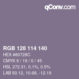 Color code: RGB 128 114 140 | qconv.com